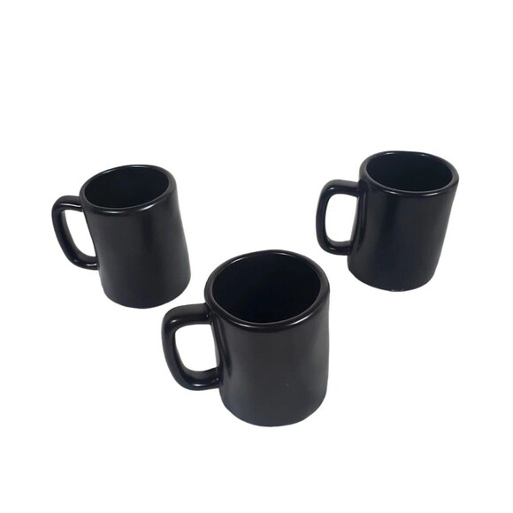 Rae Dunn Artesian Collection Matte Black Sip Drink Slurp 4oz Small Mini Mugs God - Picture 2 of 3
